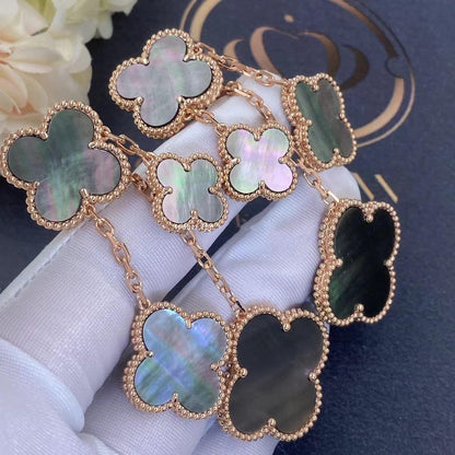 [Super CiCi ]CLOVER EARRINGS DARK MOP 4 MOTIFS ROSE GOLD