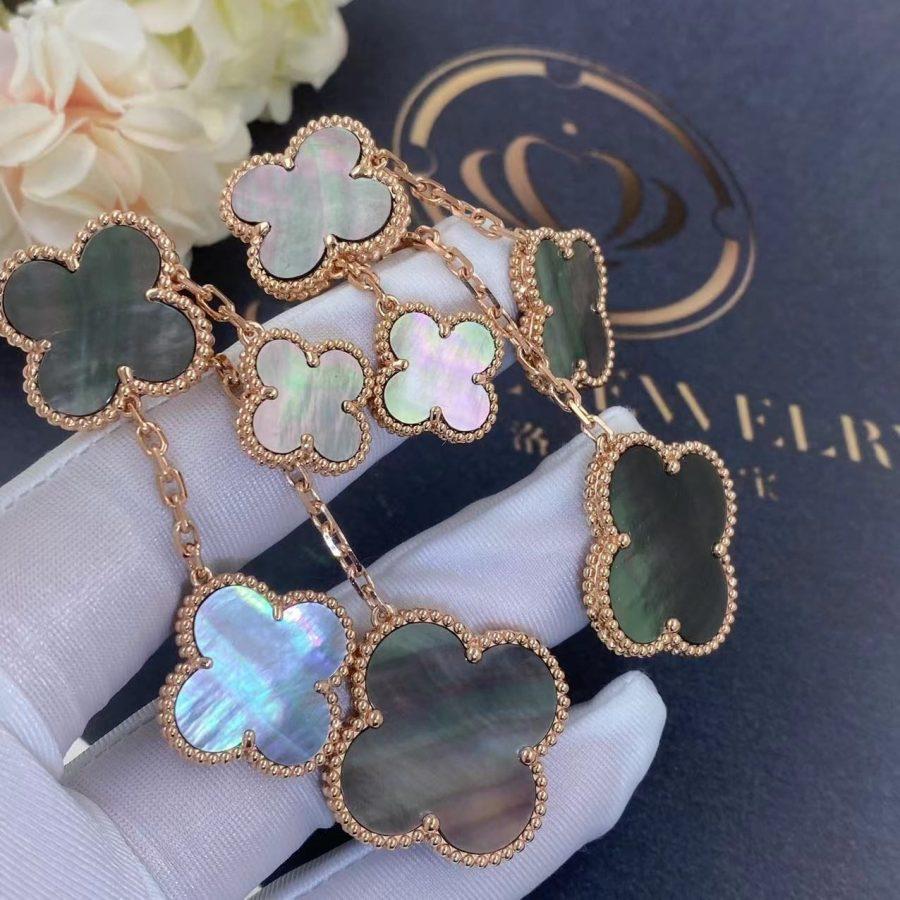 [Super CiCi ]CLOVER EARRINGS DARK MOP 4 MOTIFS ROSE GOLD