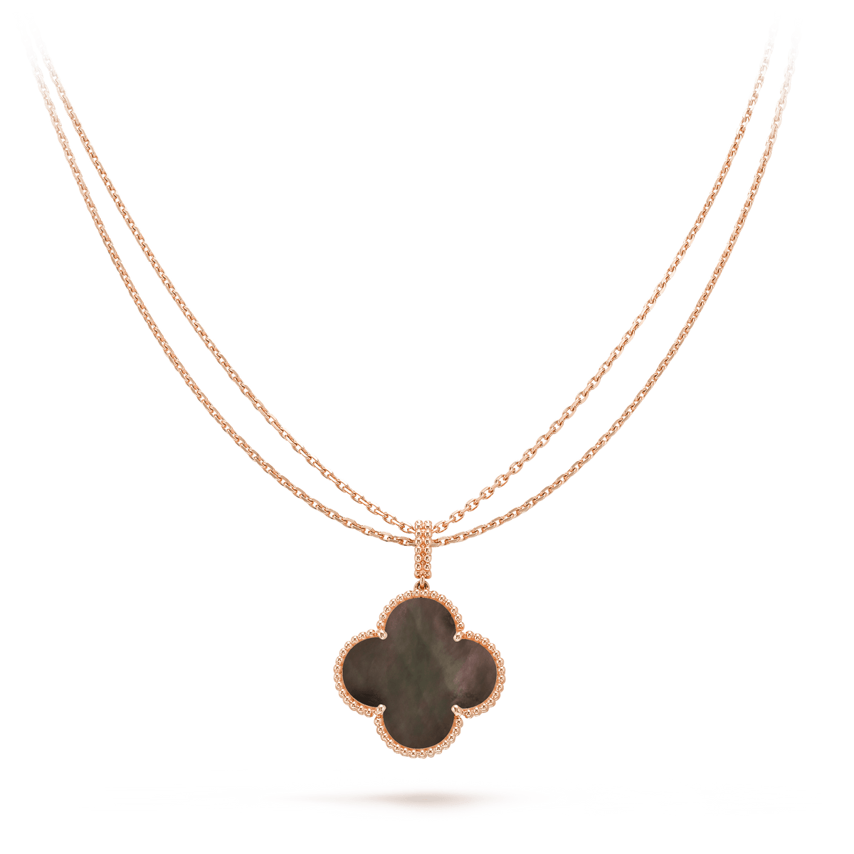 [Super CiCi ]CLOVER 25MM GOLD DARK MOP BIG CLOVER NECKLACE