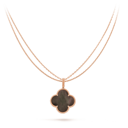 [Super CiCi ]CLOVER 25MM GOLD DARK MOP BIG CLOVER NECKLACE