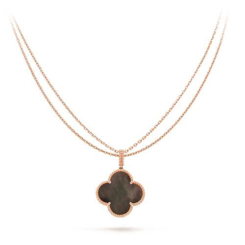 [Super CiCi ]CLOVER 25MM GOLD DARK MOP BIG CLOVER NECKLACE