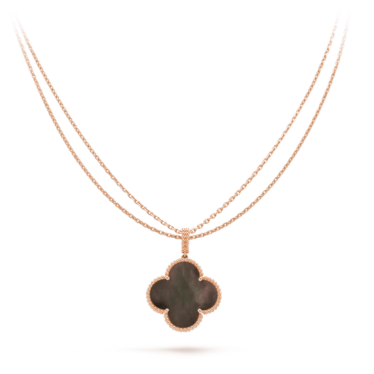 [Super CiCi ]CLOVER 25MM GOLD DARK MOP BIG CLOVER NECKLACE