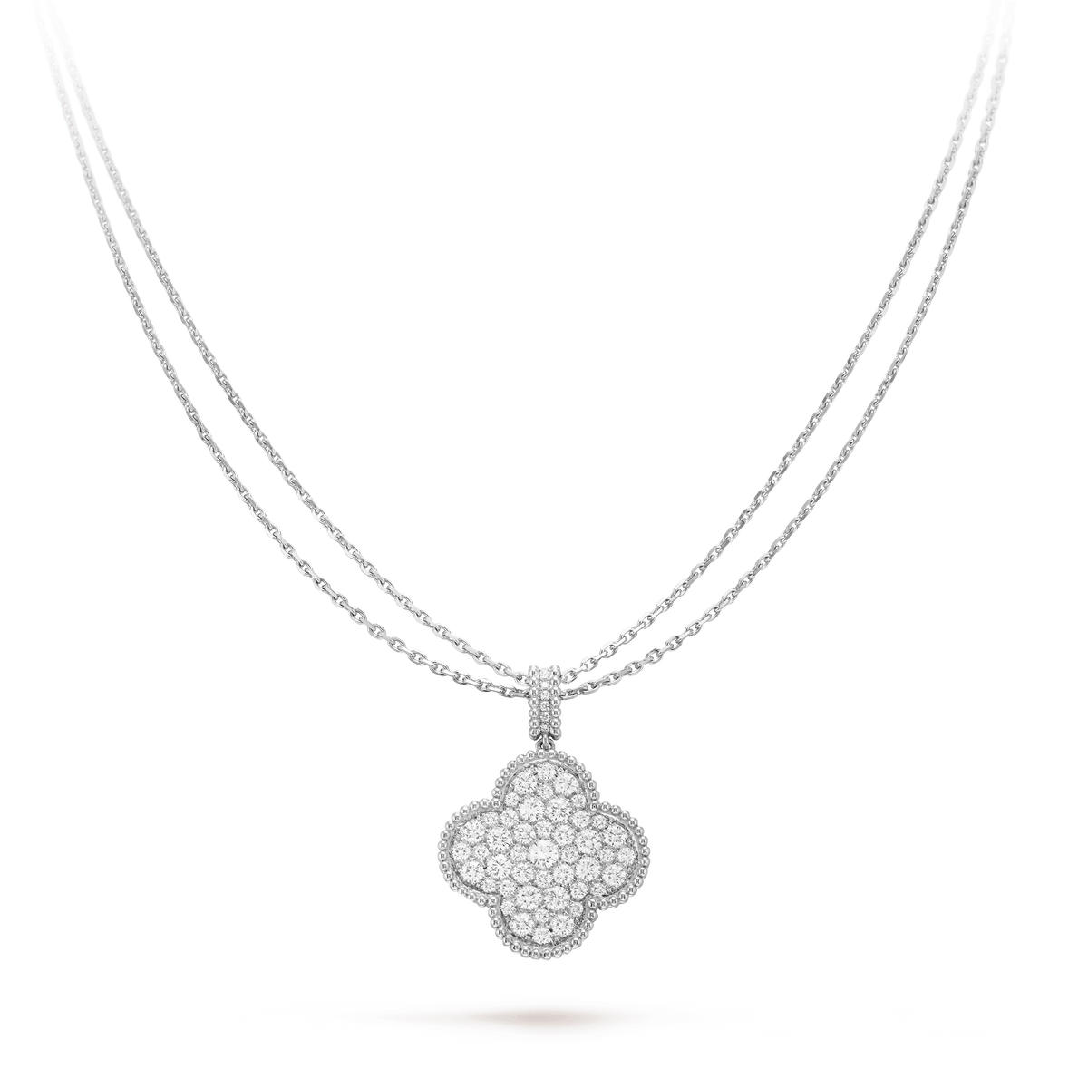 [Super CiCi ]CLOVER 25MM SILVER FULL DIAMOND BIG CLOVER NECKLACE