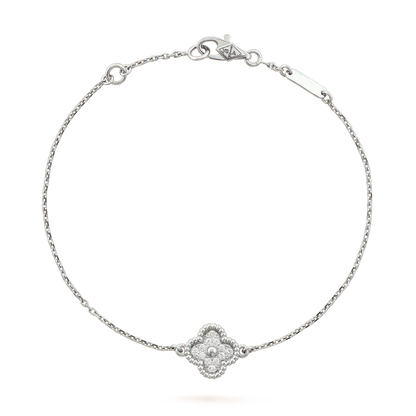 [Super CiCi ]CLOVER  SINGLE FLOWER BRACELET SILVER