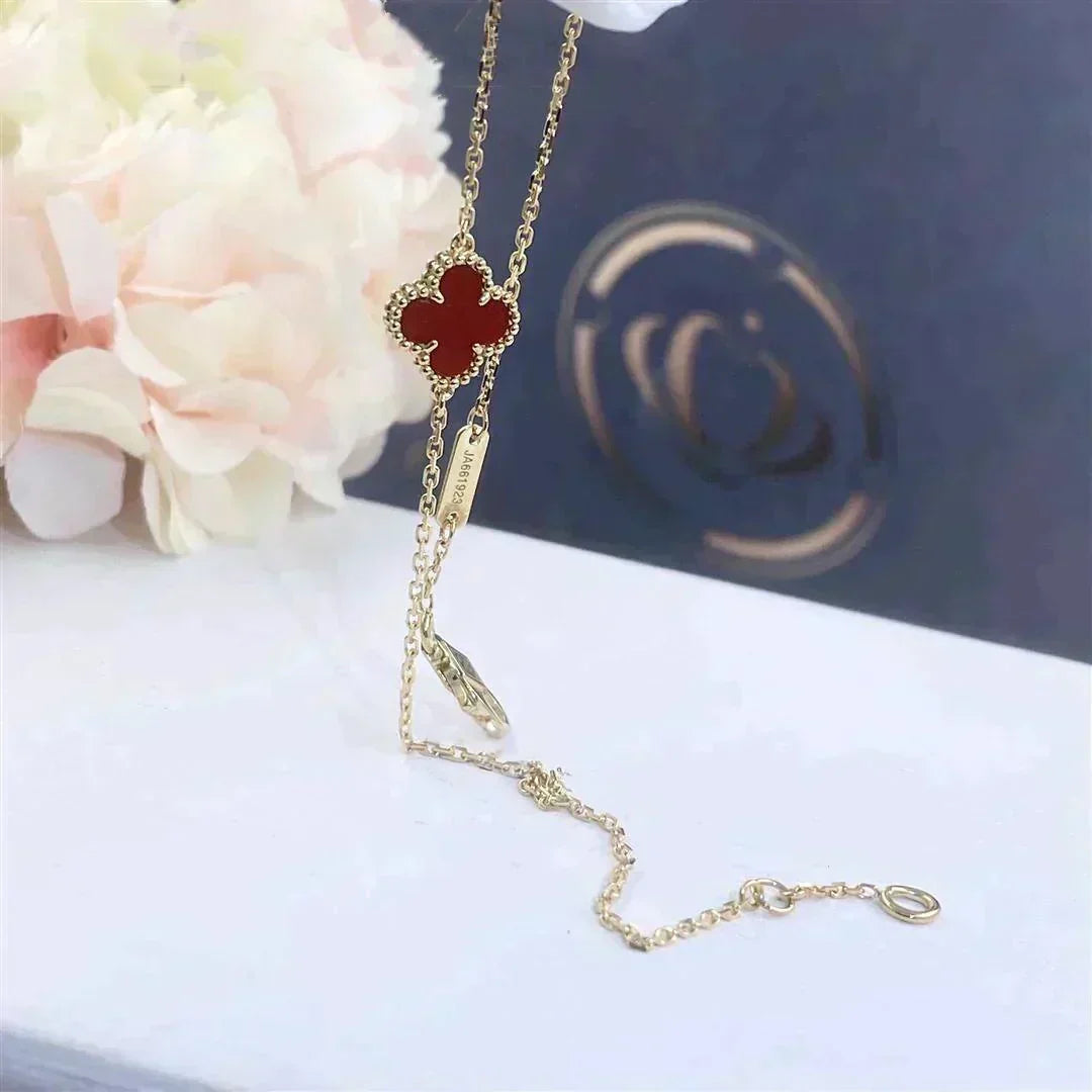 [Super CiCi ]CLOVER  CARNELIAN SINGLE FLOWER BRACELET