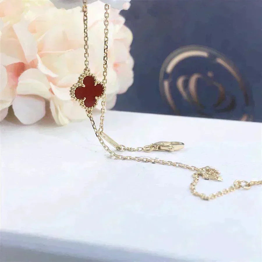 [Super CiCi ]CLOVER  CARNELIAN SINGLE FLOWER BRACELET