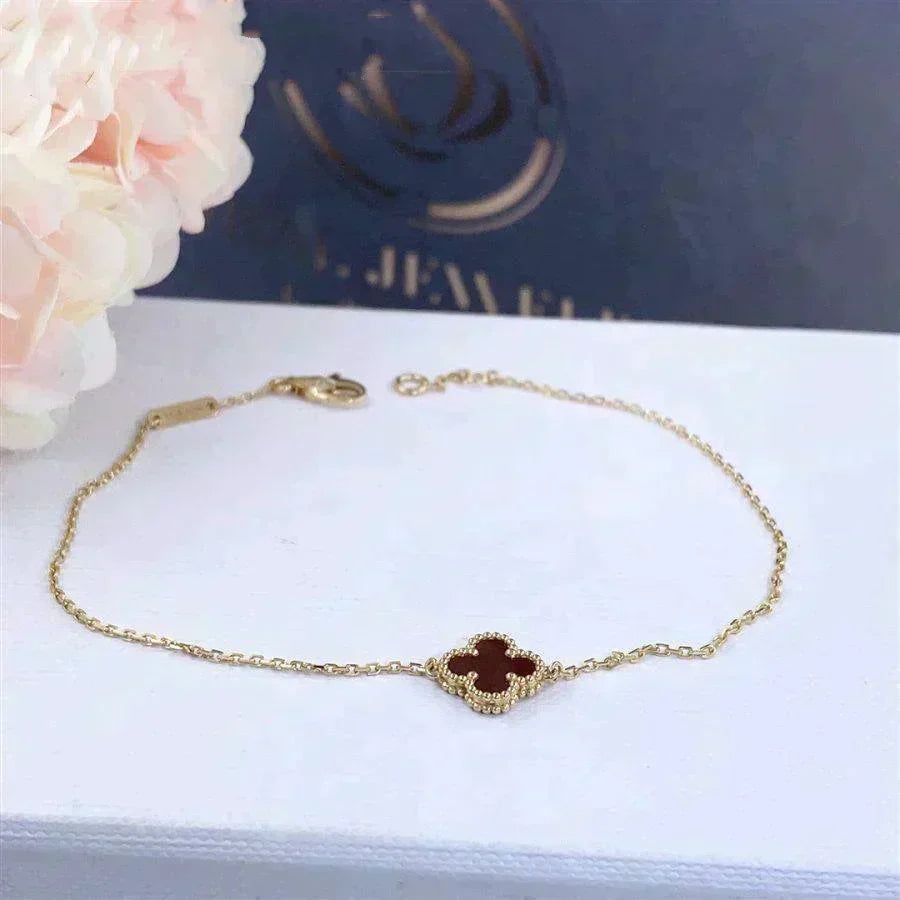 [Super CiCi ]CLOVER  CARNELIAN SINGLE FLOWER BRACELET