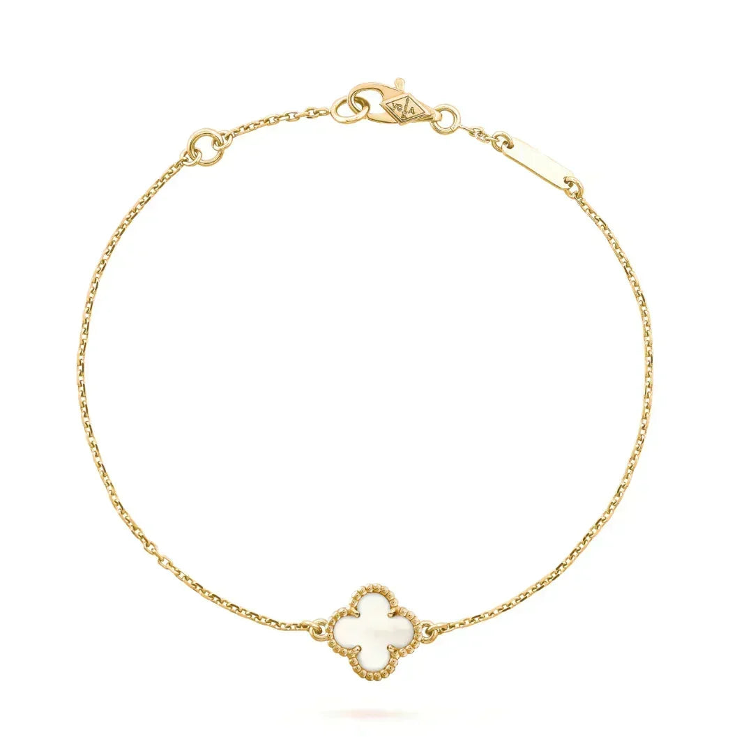 [Super CiCi ]CLOVER WHITE MOP SINGLE FLOWER BRACELET
