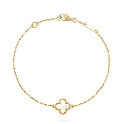 [Super CiCi ]CLOVER WHITE MOP SINGLE FLOWER BRACELET