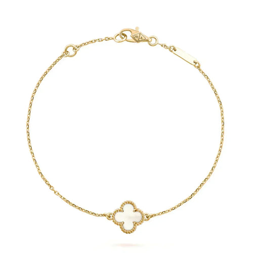 [Super CiCi ]CLOVER WHITE MOP SINGLE FLOWER BRACELET