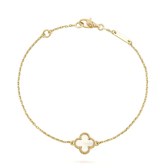 [Super CiCi ]CLOVER WHITE MOP SINGLE FLOWER BRACELET