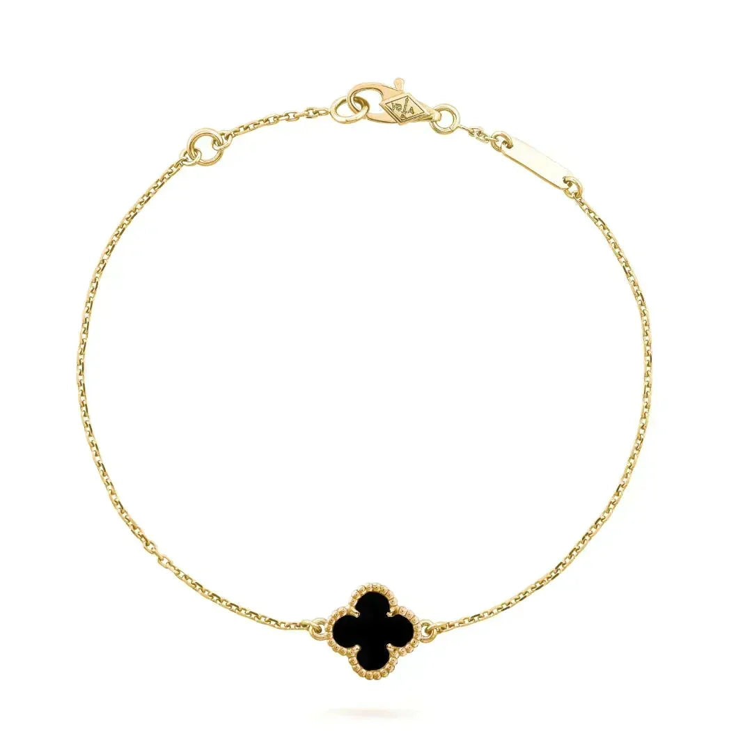 [Super CiCi ]CLOVER ONYX SINGLE FLOWER BRACELET