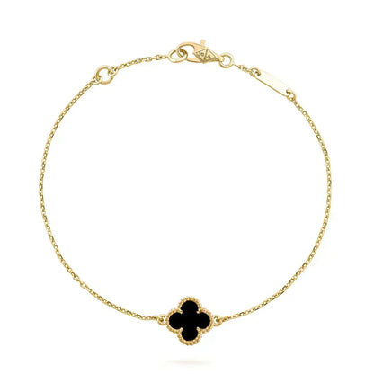 [Super CiCi ]CLOVER ONYX SINGLE FLOWER BRACELET