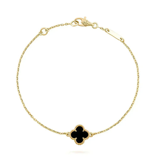 [Super CiCi ]CLOVER ONYX SINGLE FLOWER BRACELET