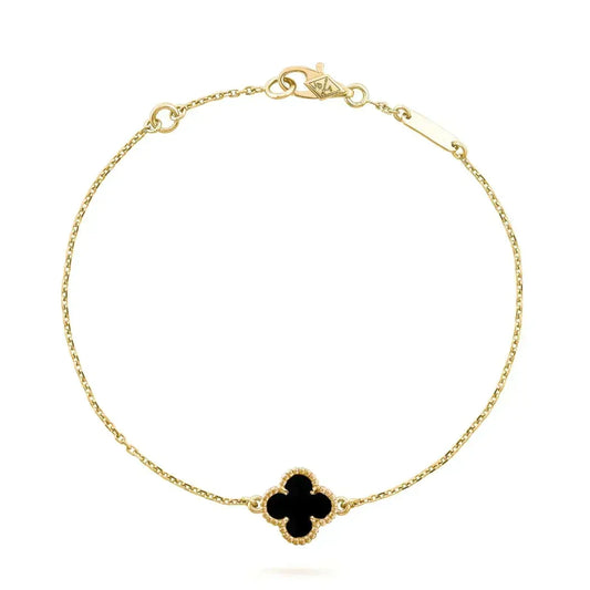 [Super CiCi ]CLOVER ONYX SINGLE FLOWER BRACELET