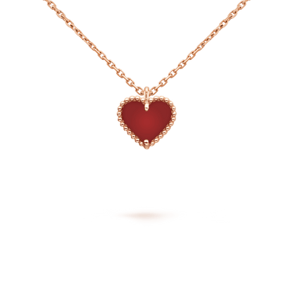 [Super CiCi ]SWEET CLOVER CARNELIAN HEART NECKLACE