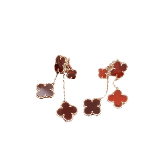 [Super CiCi ]CLOVER EARRINGS CARNELIAN 4 MOTIFS PINK GOLD