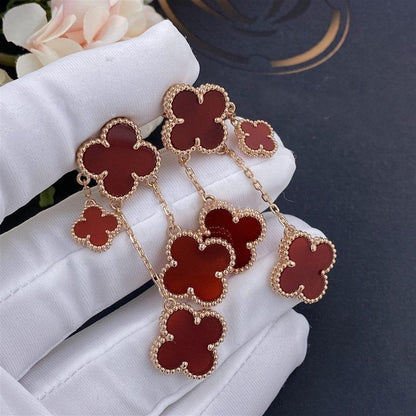 [Super CiCi ]CLOVER EARRINGS CARNELIAN 4 MOTIFS PINK GOLD