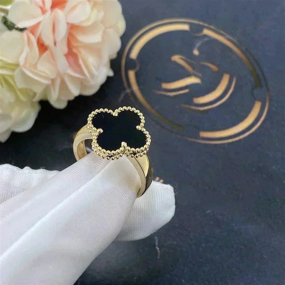 [Super CiCi ]CLOVER ONYX RING
