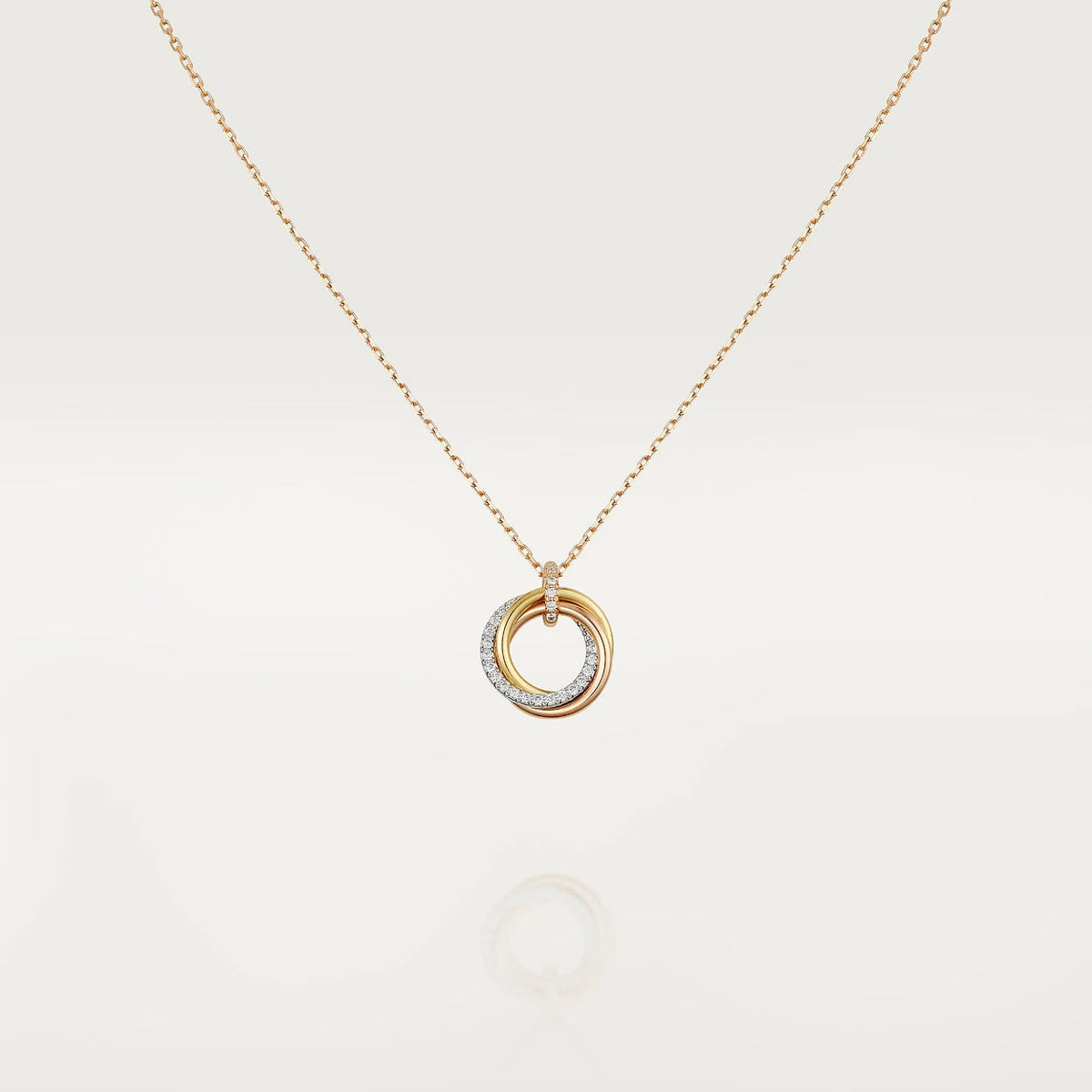 [Super CiCi ]TRINITY NECKLACE SILVER GOLD PINK GOLD DIAMONDS