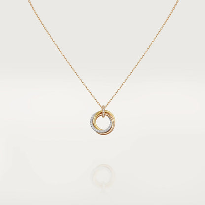 [Super CiCi ]TRINITY NECKLACE SILVER GOLD PINK GOLD DIAMONDS