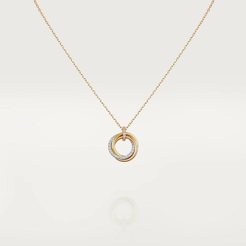 [Super CiCi ]TRINITY NECKLACE SILVER GOLD PINK GOLD DIAMONDS