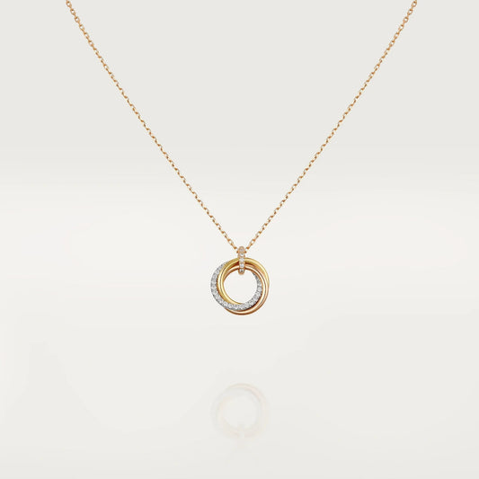 [Super CiCi ]TRINITY NECKLACE SILVER GOLD PINK GOLD DIAMONDS