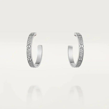 [Super CiCi ]LOVE DIAMOND SILVER HOOP EARRINGS