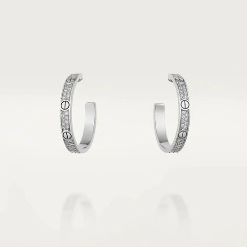 [Super CiCi ]LOVE DIAMOND SILVER HOOP EARRINGS