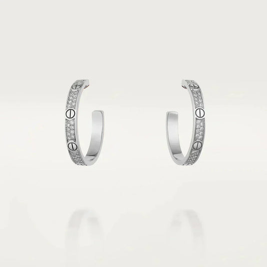 [Super CiCi ]LOVE DIAMOND SILVER HOOP EARRINGS