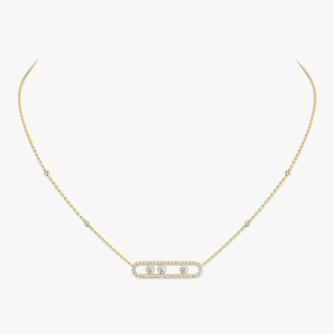 [Super CiCi] Move Pave_ Rose Gold Diamond Necklace