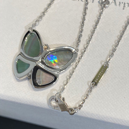 [Super CiCi ]LARGE BUTTERFLY SILVER PENDANT DIAMOND NECKLACE