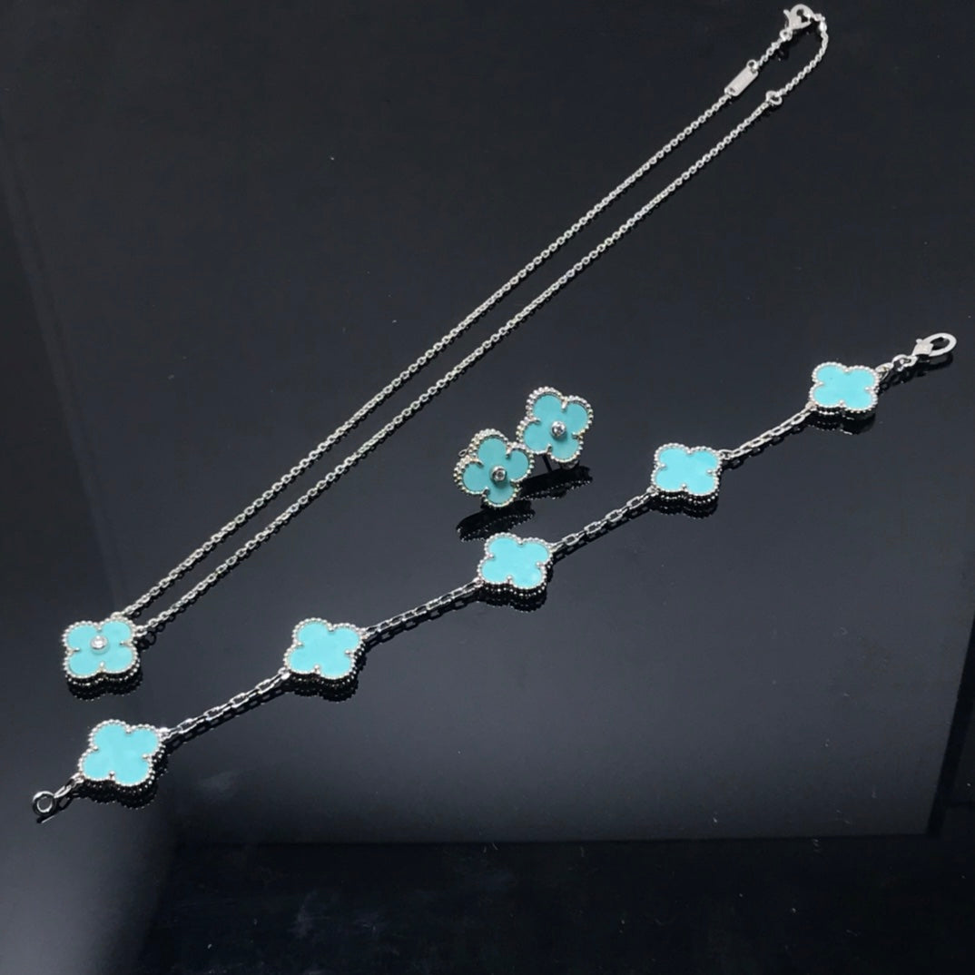 [Super CiCi ]CLOVER 1 DIAMOND BLUE SKY SILVER EARRINGS