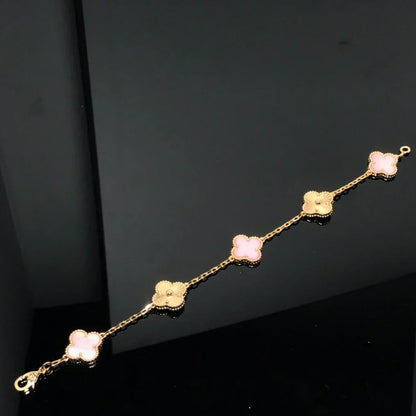 [Super CiCi ] CLOVER 5 MOTIFS  PINK MOP BRACELET COLLECTION