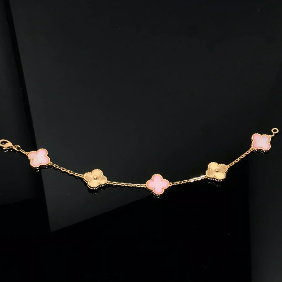 [Super CiCi ] CLOVER 5 MOTIFS  PINK MOP BRACELET COLLECTION