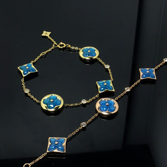 [Super CiCi ]STAR AND SUN 4 MOTIF BLUE BRACELET