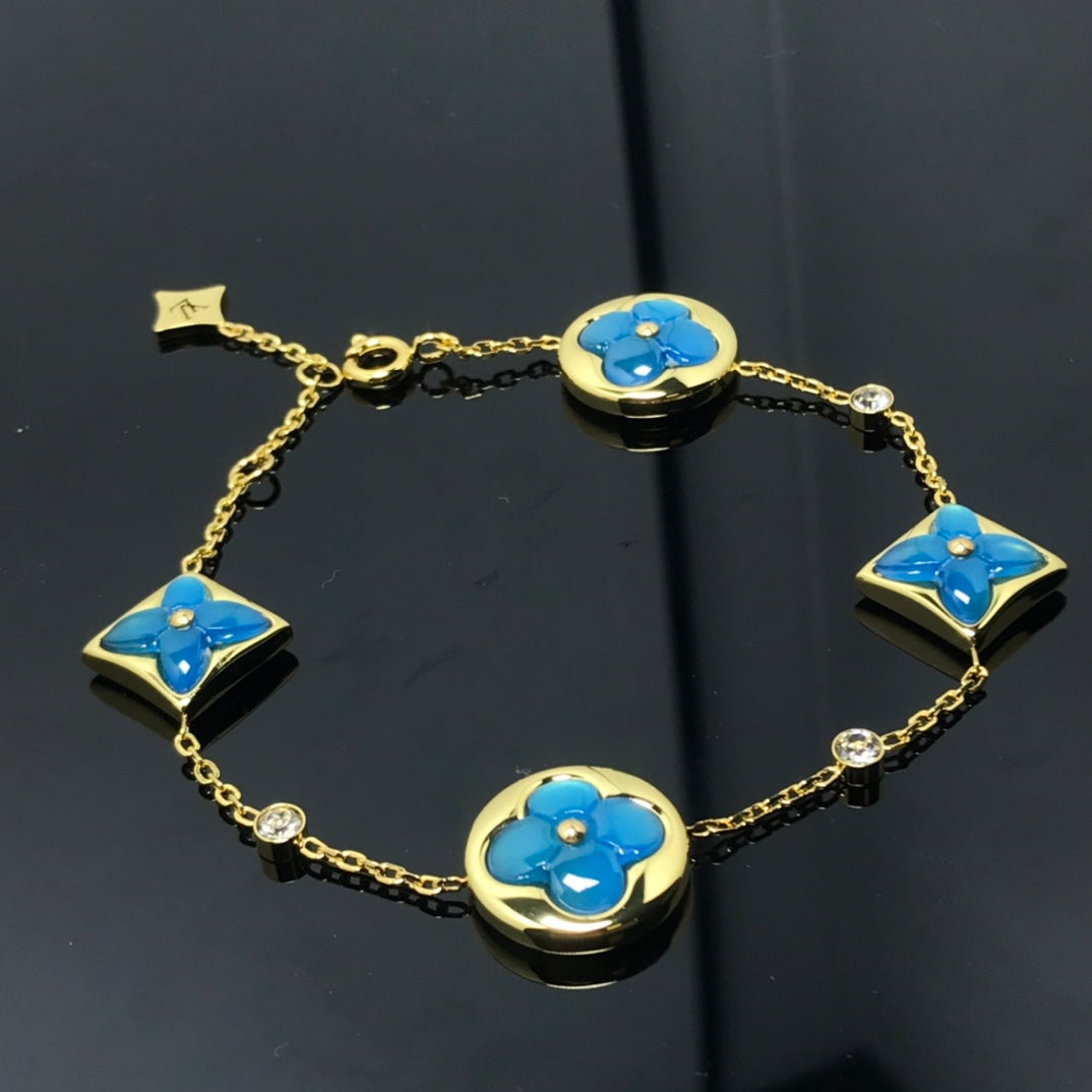 [Super CiCi ]STAR AND SUN 4 MOTIF BLUE BRACELET