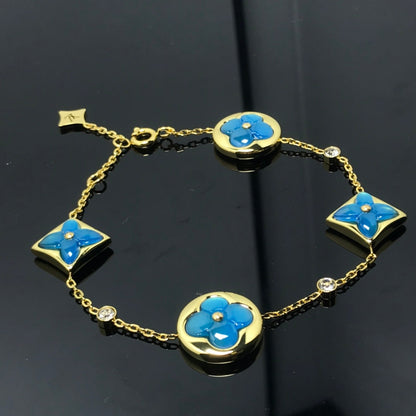 [Super CiCi ]STAR AND SUN 4 MOTIF BLUE BRACELET