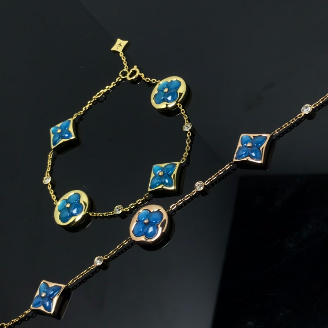[Super CiCi ]STAR AND SUN 4 MOTIF BLUE BRACELET