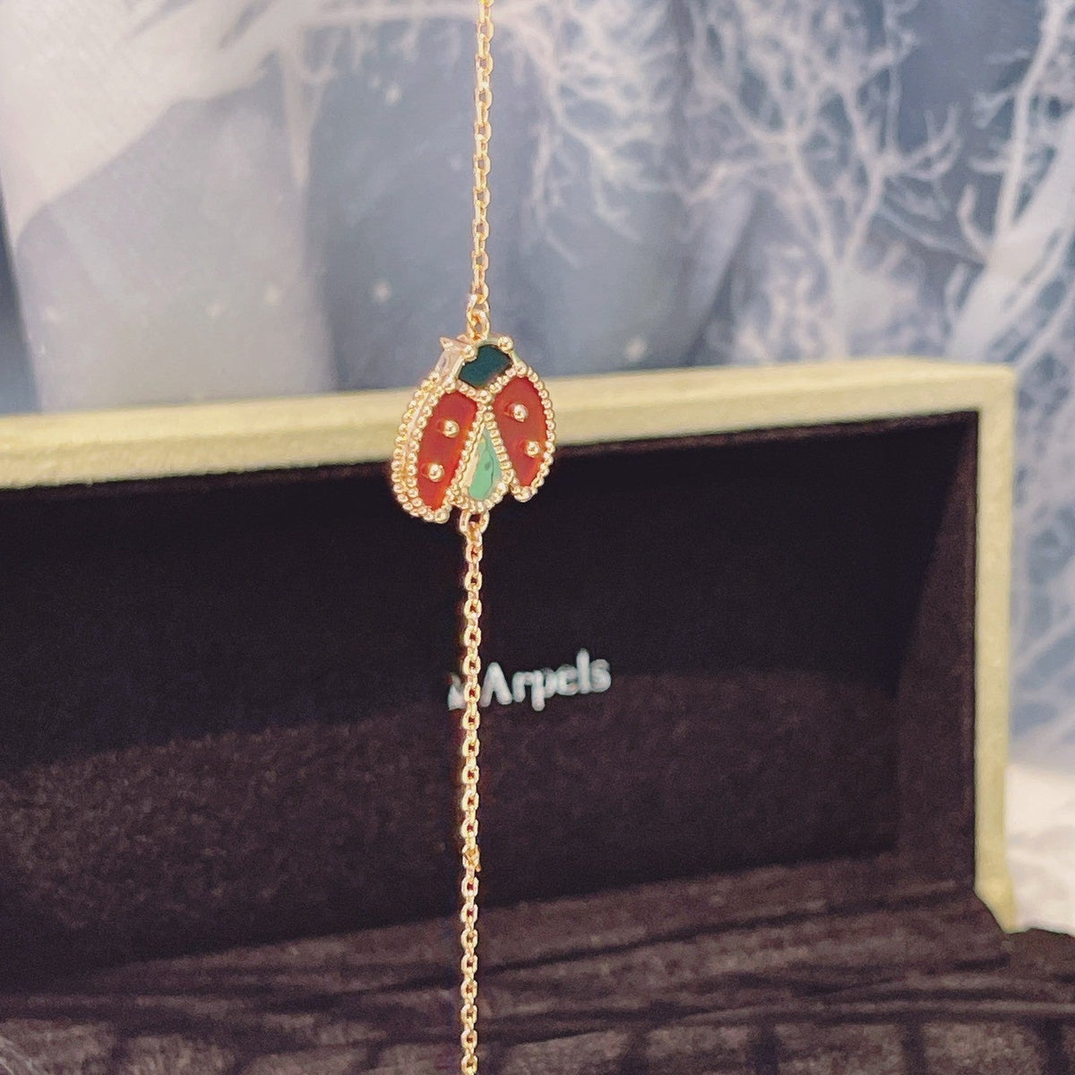 [Super CiCi ]LUCKY SPRING 1 MOTIF PINK GOLD BRACELET