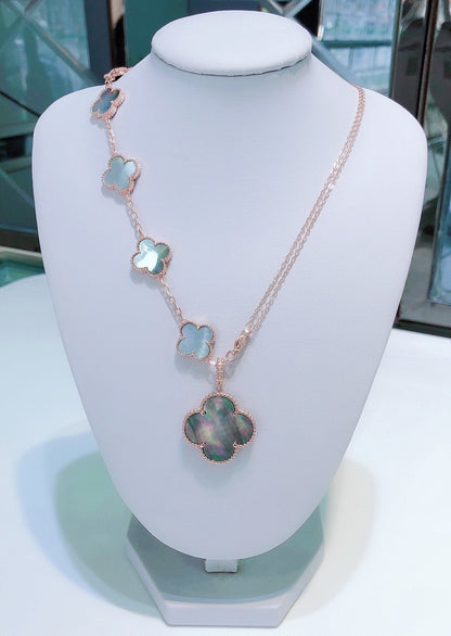 [Super CiCi ]COMBINED BRACELET 5 MOTIFS AND NECKLACE DARK MOP ROSE GOLD