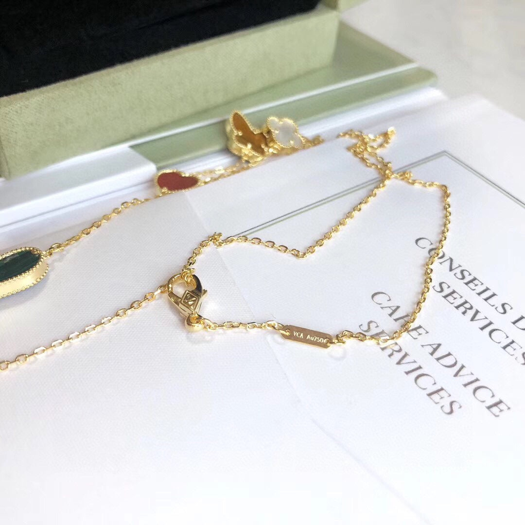 [Super CiCi ]LUCKY SPRING 4 MOTIFS ROSE GOLD NECKLACE