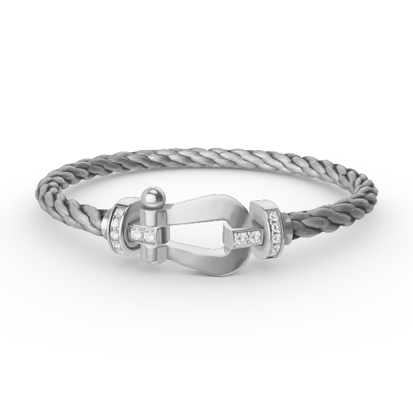 [Super CiCi ]FORCE LARGE HORSESHOE HALF DIAMOND BRACELET SILVER