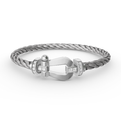[Super CiCi ]FORCE LARGE HORSESHOE HALF DIAMOND BRACELET SILVER