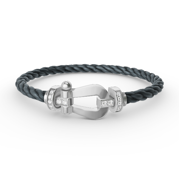 [Super CiCi ]FORCE LARGE HORSESHOE HALF DIAMOND BRACELET SILVER