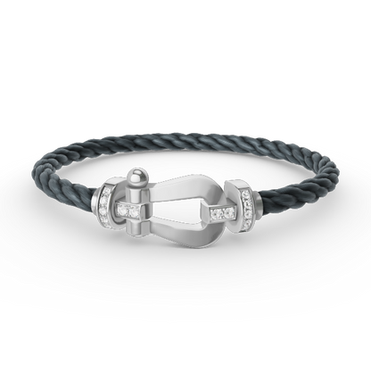 [Super CiCi ]FORCE LARGE HORSESHOE HALF DIAMOND BRACELET SILVER