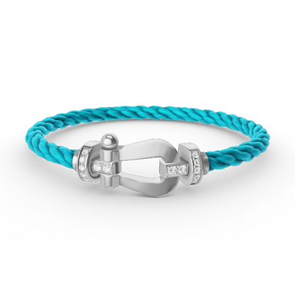 [Super CiCi ]FORCE LARGE HORSESHOE HALF DIAMOND BRACELET SILVER