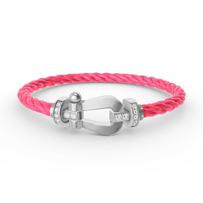 [Super CiCi ]FORCE LARGE HORSESHOE HALF DIAMOND BRACELET SILVER