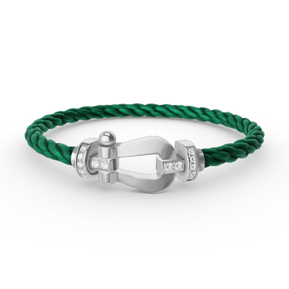 [Super CiCi ]FORCE LARGE HORSESHOE HALF DIAMOND BRACELET SILVER