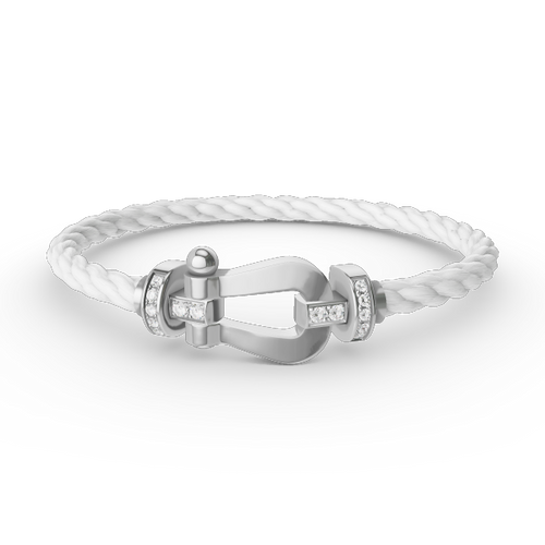 [Super CiCi ]FORCE LARGE HORSESHOE HALF DIAMOND BRACELET SILVER